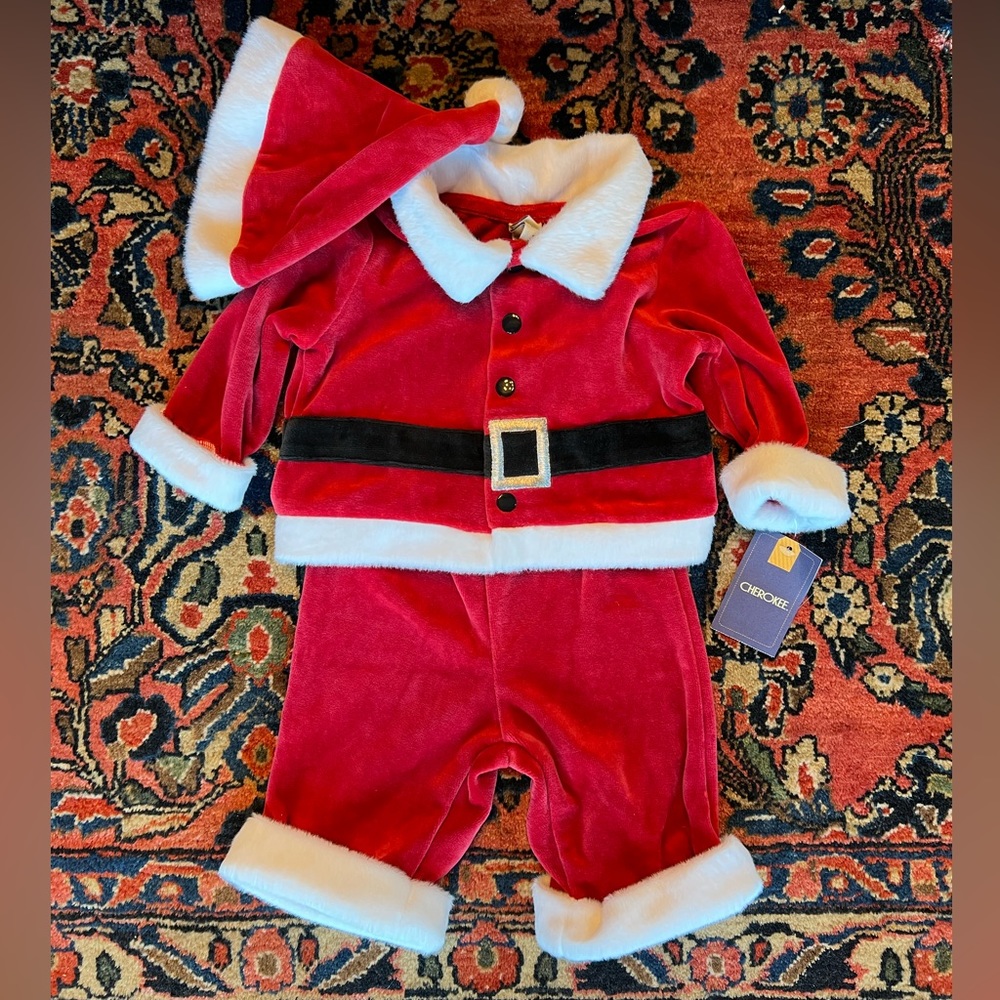 Baby boy velour Santa outfit